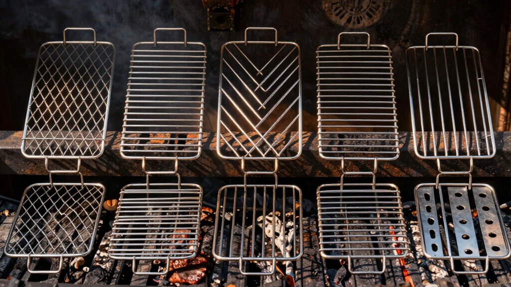 grilled meat perfectly aligned racks