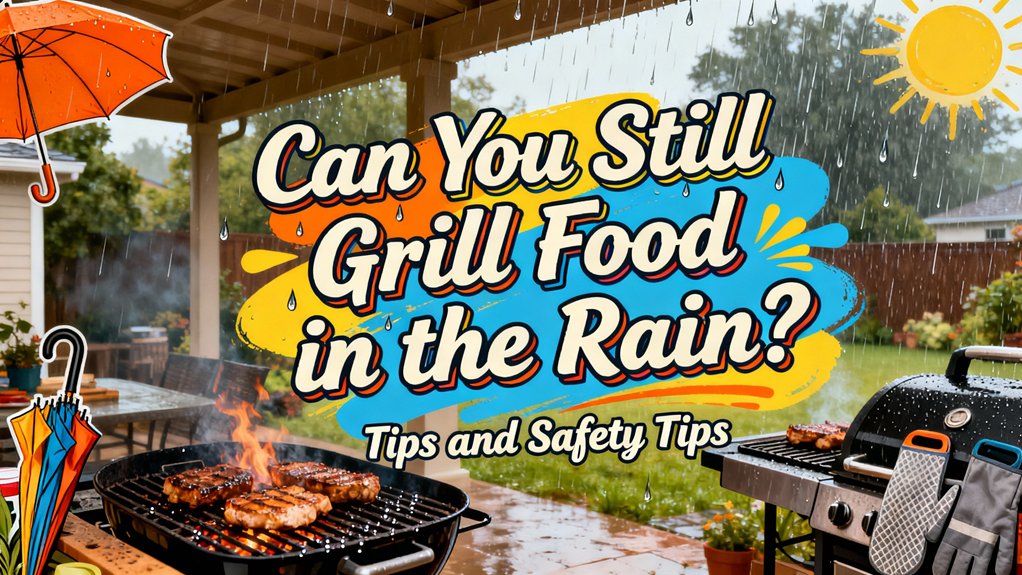 grilling food in the rain