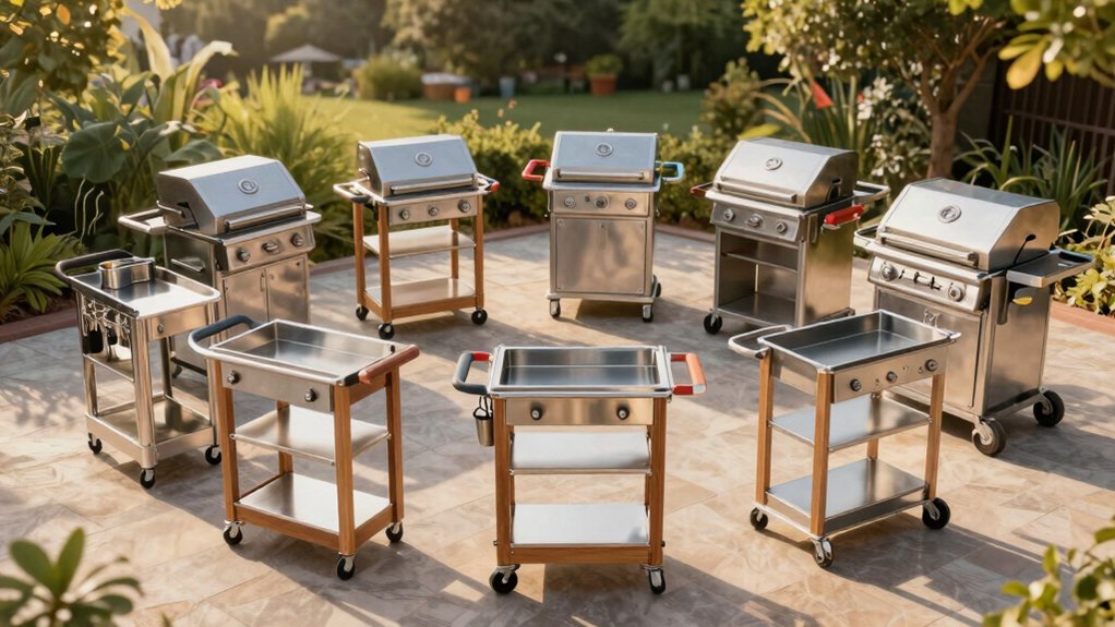 outdoor grill carts conveniently organized